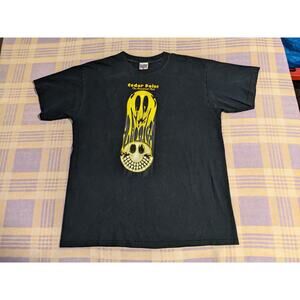 Vtg Cedar Point 90s Y2k Roller Coaster Smiley Face Skull Melt Graphic T Shirt